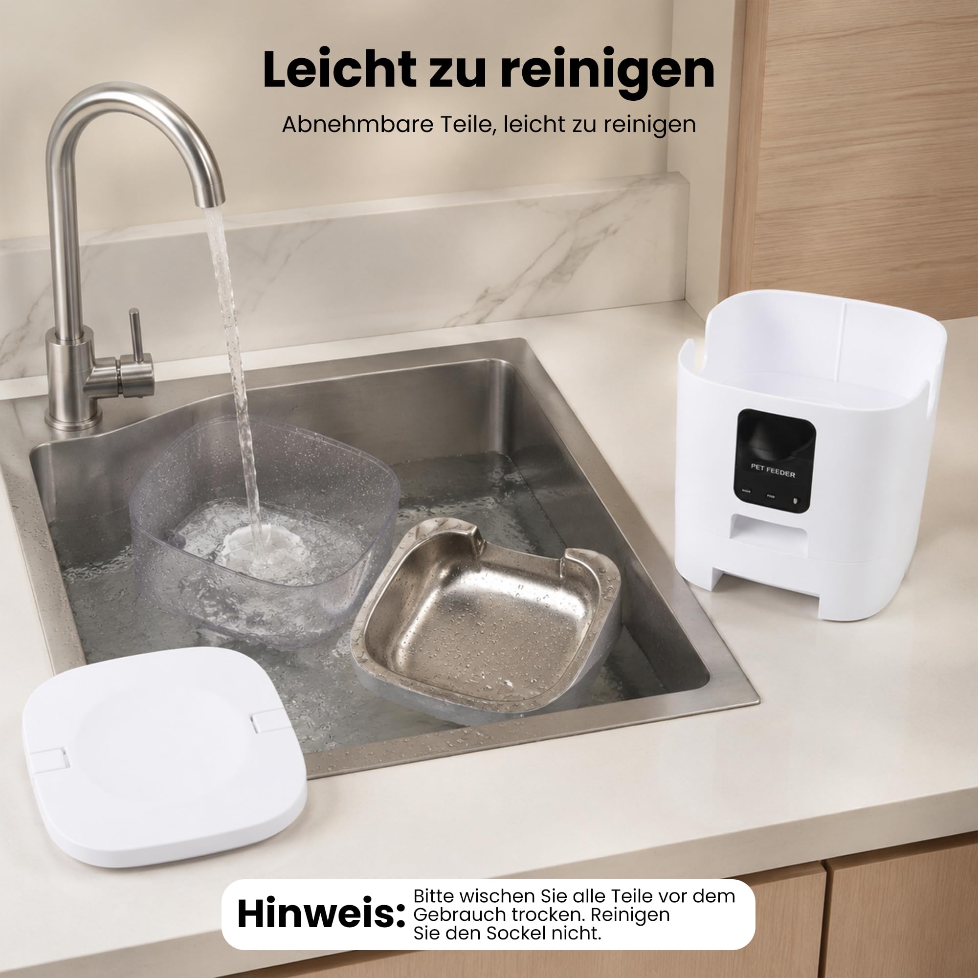 Futterautomat Katze, 4L Katzenfutter Automat, 2,4 G WiFi Katzen Futterautomat mit APP Steuerung, Futterspender Katze mit Edelstahlnapf für Katzen & Hunde, Weiß