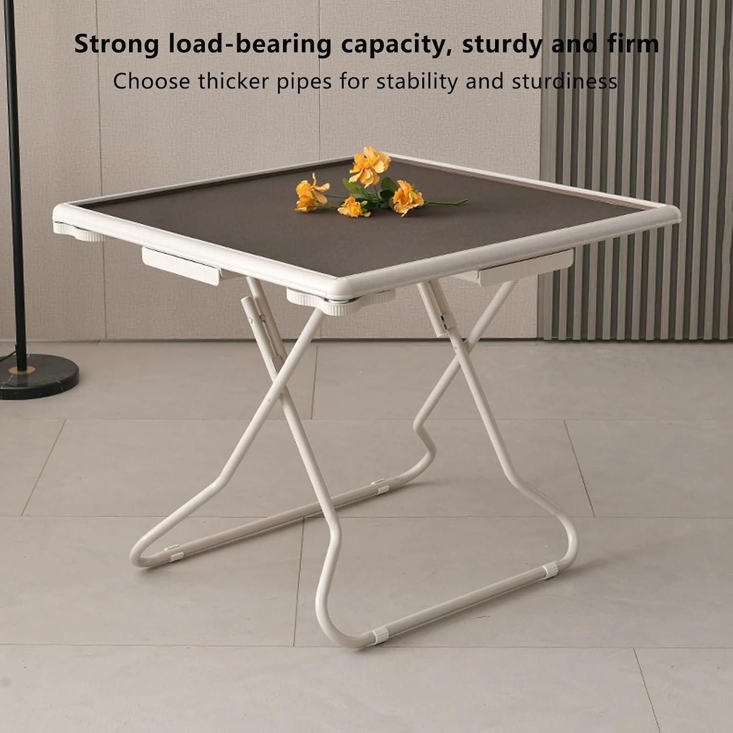 Folding Mahjong Table,34" Foldable Mahjong Table with 4 Cup Holders & Drawer,Portable Majong Table for Mahjong,Domino,Poker,Card Game(Color:Grey)