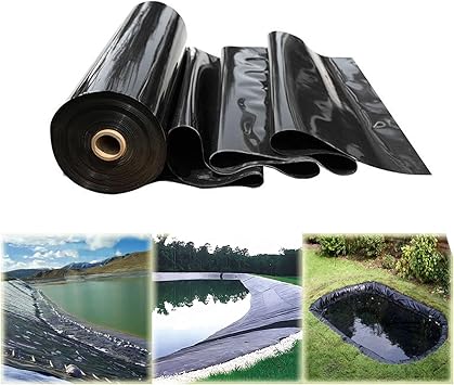 Image SHUITUKOUU Pond Linerrubber Pond Liner Heavy Duty HDPE Rubber Pond Liners Black Fish Pond Skins Liner for Koi Ponds, Waterfall, Stream,Pond Waterfall,Easy Cutting,12 * 12m(39.37 * 39.37ft)