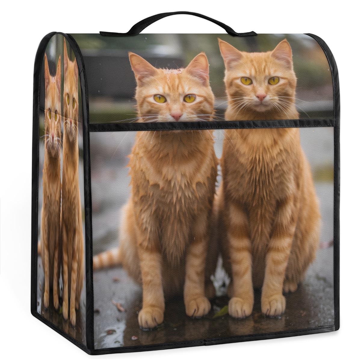 Coffee Maker Cover Cute Animal Cat Kitchen Appliance Covers Small Appliance Covers Blender Cover Juicer Cover Dust Covers for Kitchen Appliances with Top Handle and Pockets,Washable,C259