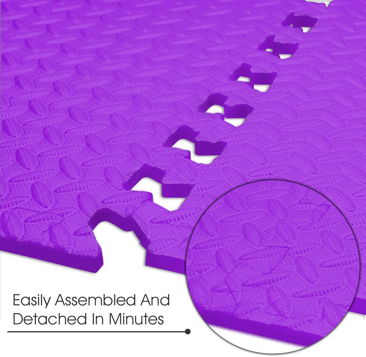 GSQUARE Fitness Puzzle Mat, Gym Floor Mat, Exercise Mat, EVA Foam Interlocking Tiles, Protective Flooring for Gym Equipment and Workouts, 12mm Extra Thick (Purple, 4pcs - 16 Square Feet) 3
