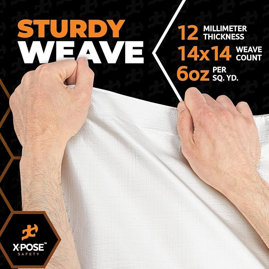 Heavy Duty White Poly Tarp 6' X 20' - Multipurpose Protective