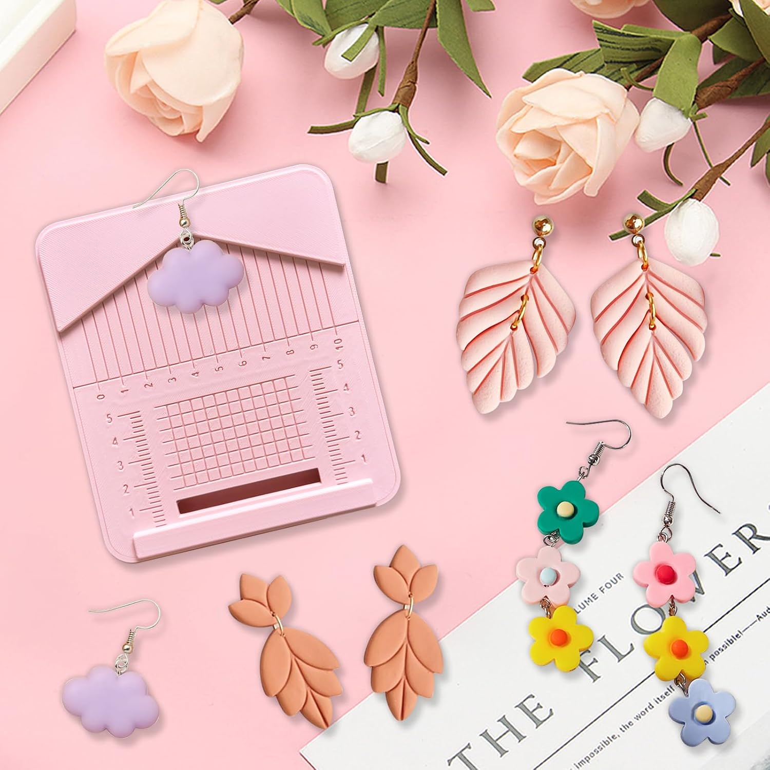 Polymer Clay Earring Drill Guide Clay Earring Drill Guide Tool Polymer Tools for Clay Jewelry(Pink)