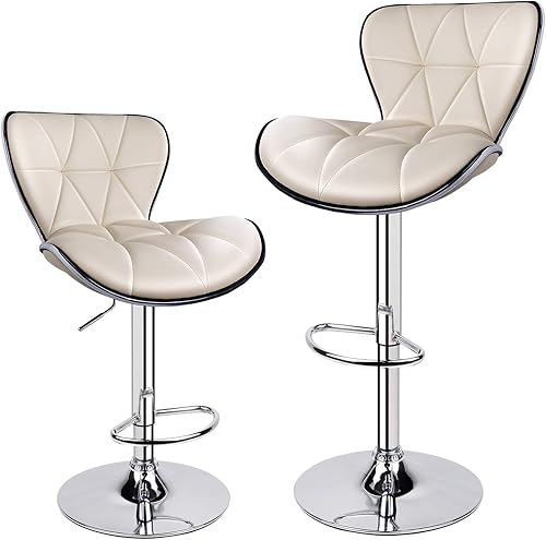 Miniatura 22 de Leopard- Bancos de barra giratorios, ajustables, con respaldo de piel sintética acolchada A-shell Espalda/Gris,Marrón,Caqui,Gris claro,Celeste,beige