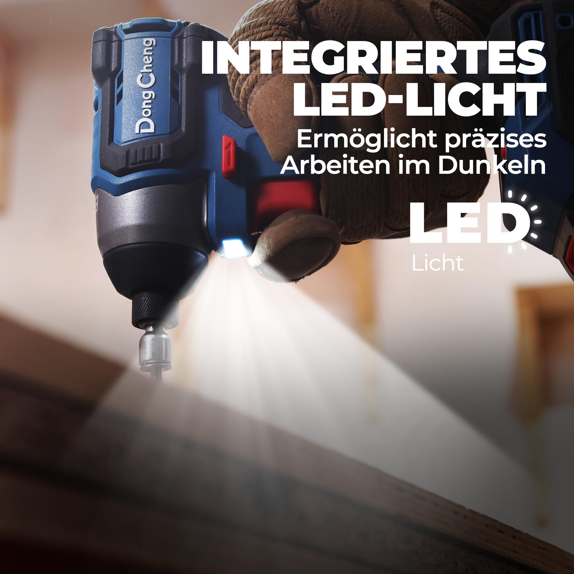 Dong Cheng Brushless Akku-Schlagschrauber 20V, 165Nm, Softstart & Selbstschneidmodus, 3-Gang, LED, inkl. 2.0 Ah Akku & Ladegerät, Bit-Set + Stecknuss-Set，ideal für Holz, Metall, Heimwerker