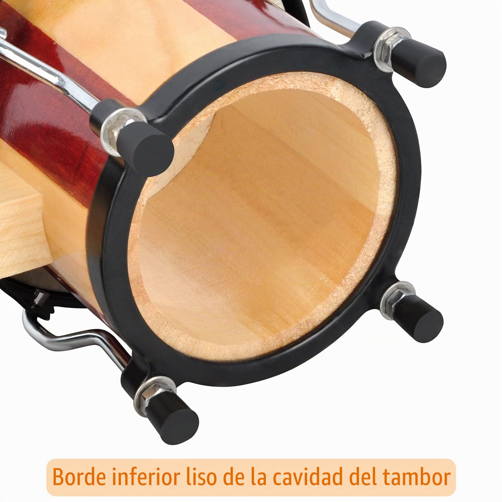 EastRock Bongo Drum - Juego de bongos de 4 y 5 pulgadas para adultos, principiantes, profesionales, instrumentos de percusión de madera y metal sintonizables con llave de afinación