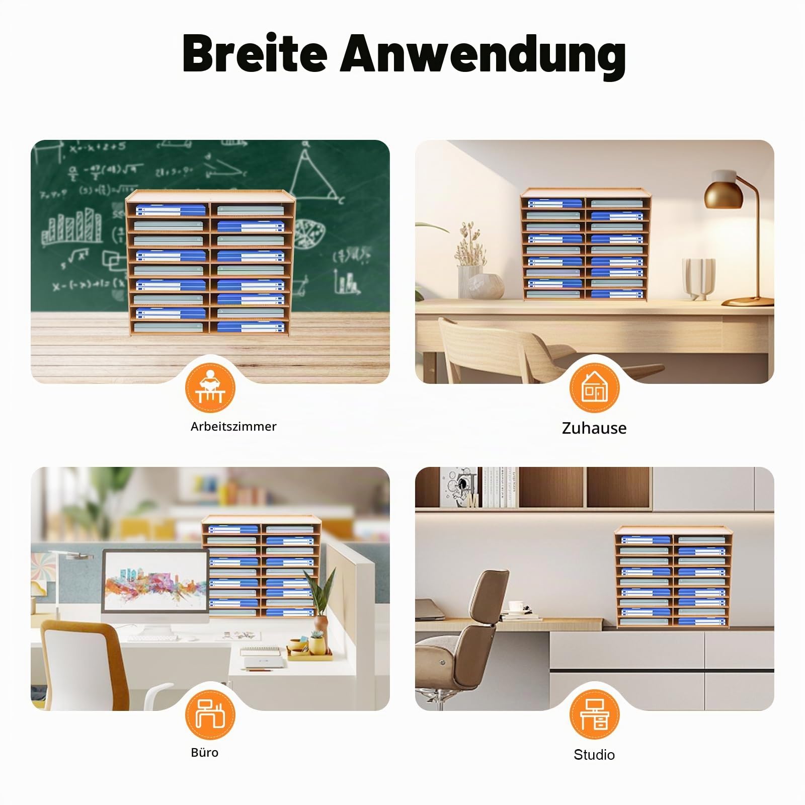 Holz Schreibtisch-Organizer, 18-Fächer-Holz-Papierpost-Briefablage Sorter Multifunktionales Aktenregal Ablage Ablagesystem Geeignet Für A4-Ordner, Zeitschriften