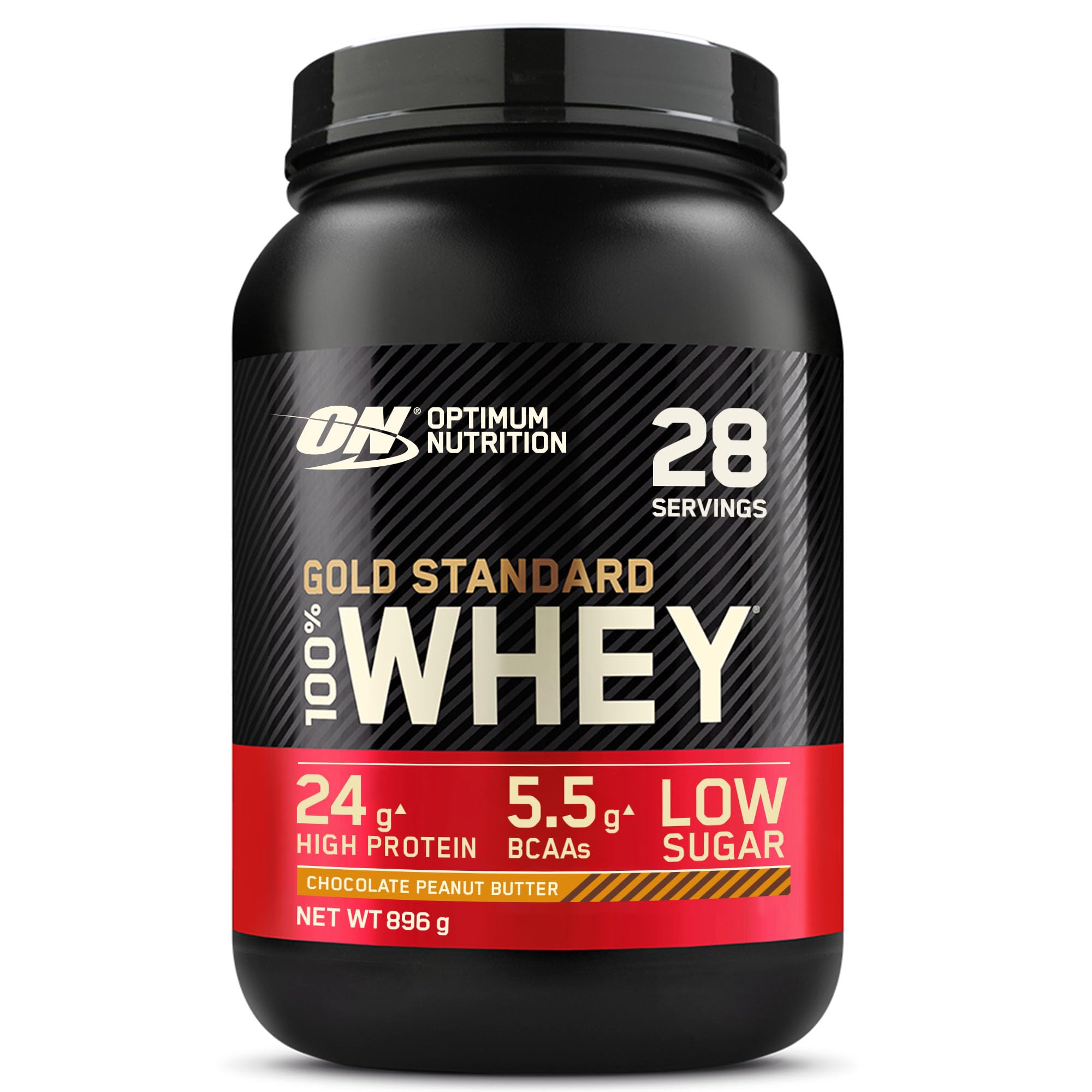 Optimum Nutrition Gold Standard 100% Whey Protein, Muscle Building Powder With Naturally Occurring Glutamine and BCAA Amino Acids, Chocolate Peanut Butter Flavour, 28 Servings, 896 g