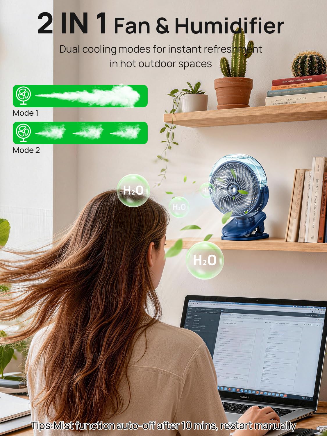 Mini Ventilatore Da Tavolo, Ventilatore Portatile USB Ricaricabile | 6000mAh Ricaricabile, Ventilatore Piccolo da Tavolo Silenzioso, 360°Girevole per Passeggino, 4 Velocità, Ufficio e Esterno