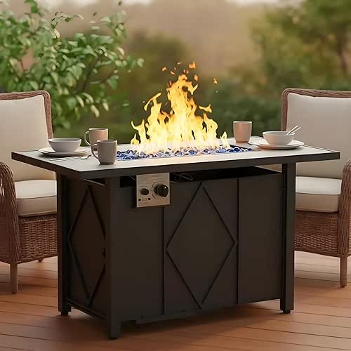Smug 43 Inch Propane Fire Pit Table, 50,000 BTU Outdoor