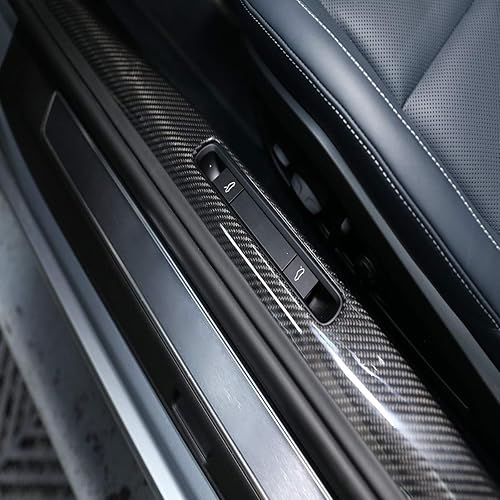 Miniatura 5 de YIWANG 100% de fibra de carbono real borde de la puerta Scuff Plate Insert Trim para Porsche 911 2019 2020 (interior)