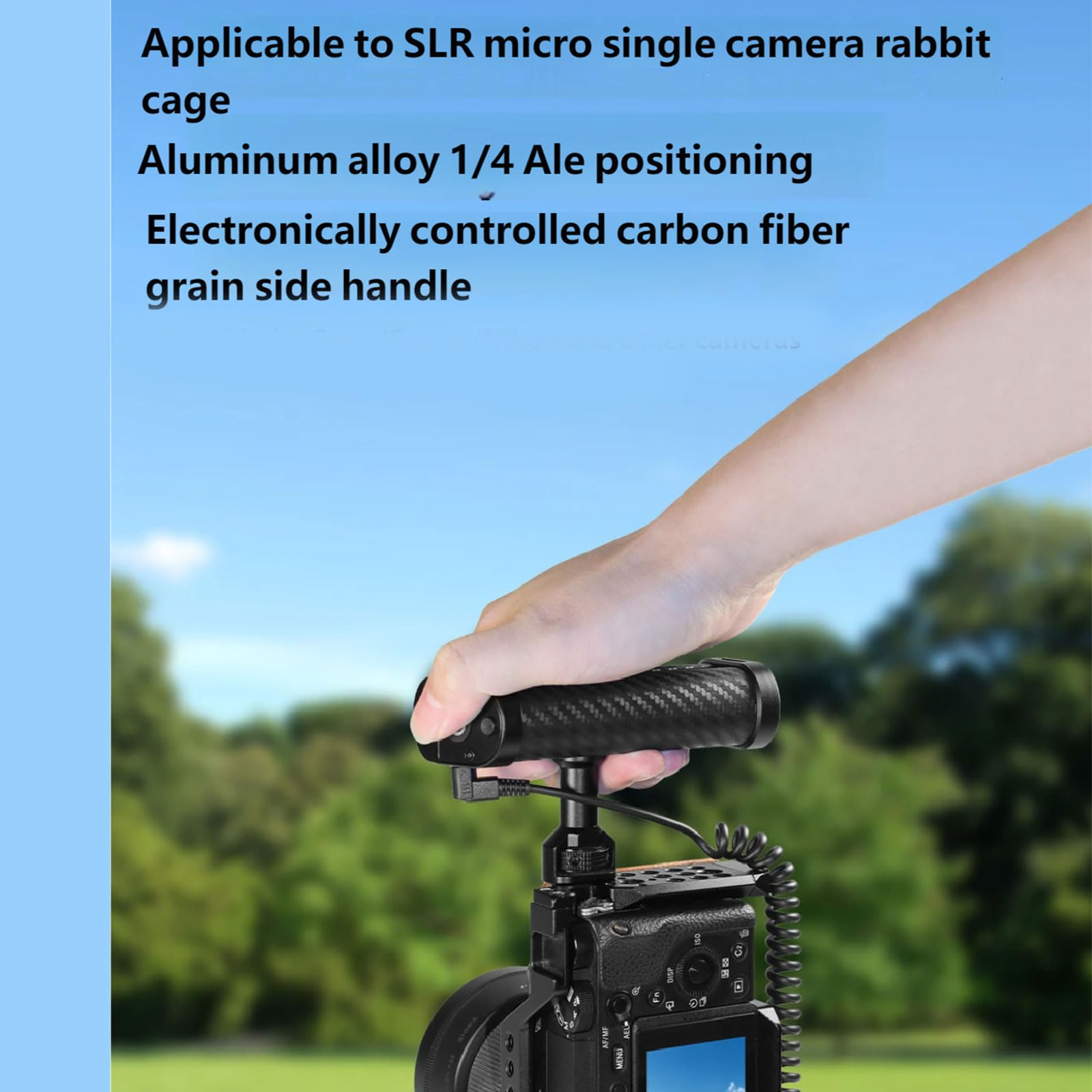 Impugnatura laterale per fotocamera a sgancio rapido con cuscinetto in gomma antiscivolo e interfaccia cavo da 2,5 mm per scatto stabile DSLR, impugnatura laterale
