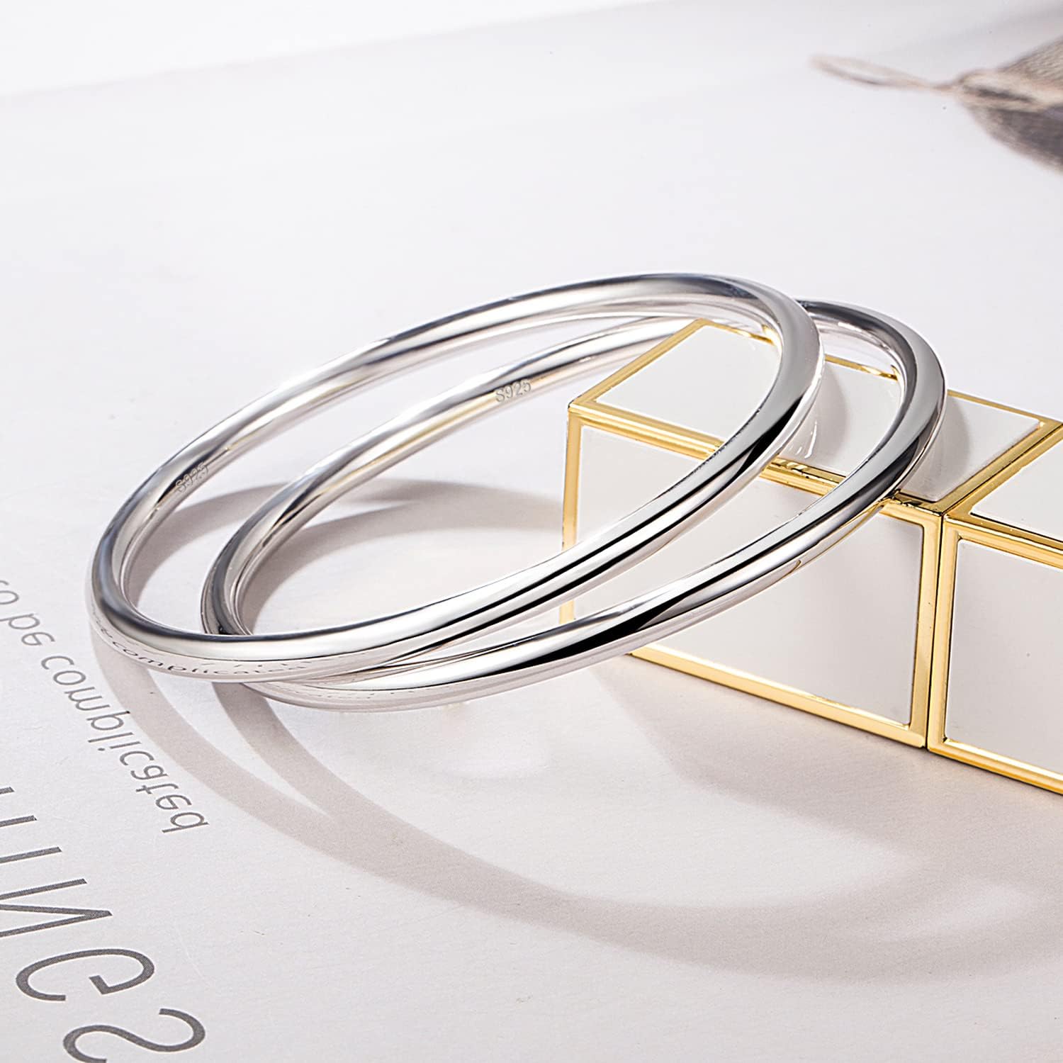 H&Beautimer 925 Sterling Silver Italian Handmade Minimalist 4MM Bracelet for Women Charm Jewelry 60-65MM Bangle 1/2/3 Set Birthday Gift - Image 6