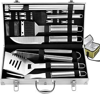 ROMANTICIST 20pc Complete Grill Accessories Kit with Cooler Bag - The Very Best Grill Gift on Birthday Wedding - Professio...
