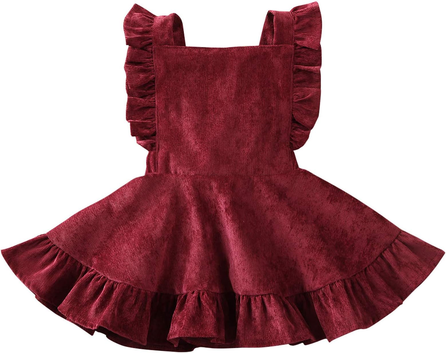 Specialcal Baby Girls Velvet Suspender Skirt Infant Toddler Ruffled Casual Strap Sundress Summer Outfit Clothes