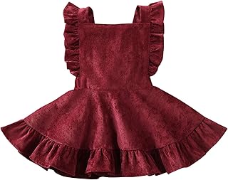Baby Girls Velvet Suspender Skirt Infant Toddler Ruffled Casual Strap Sundress Summer Outfit Clothes - Buy now