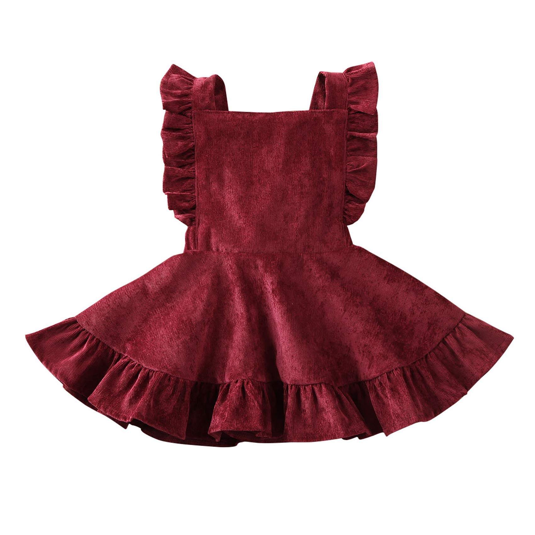 Specialcal Baby Girls Velvet Suspender Skirt Infant Toddler Ruffled Casual Strap Sundress Summer Outfit Clothes