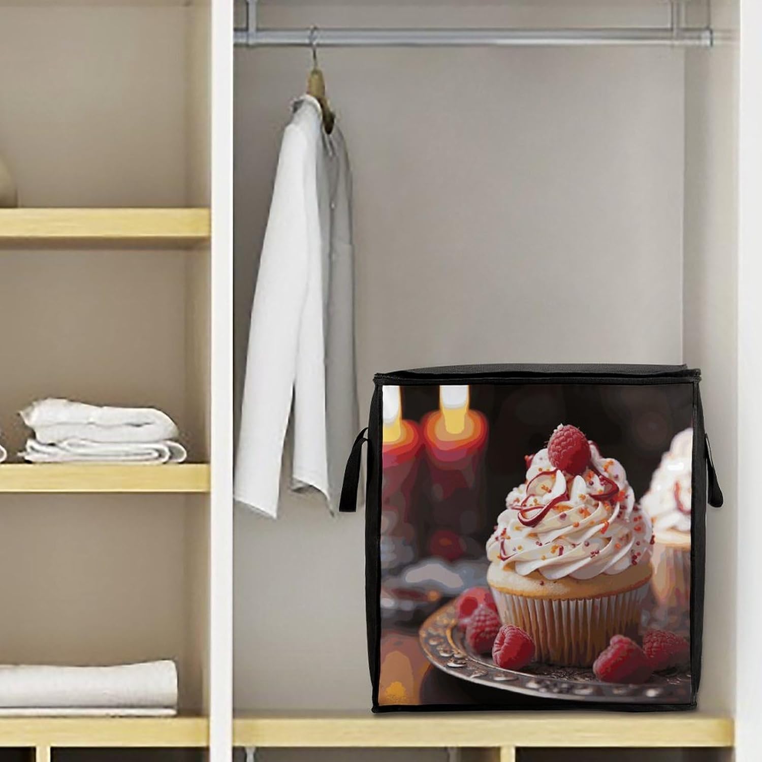 Cupcake Dessert Storage Bags Moving Bags Storage Bins | Comforter Storage Bag Reinforced Handles & Zippers Foldable Closet Organizers and Storage for Blanket Pillow Clothes