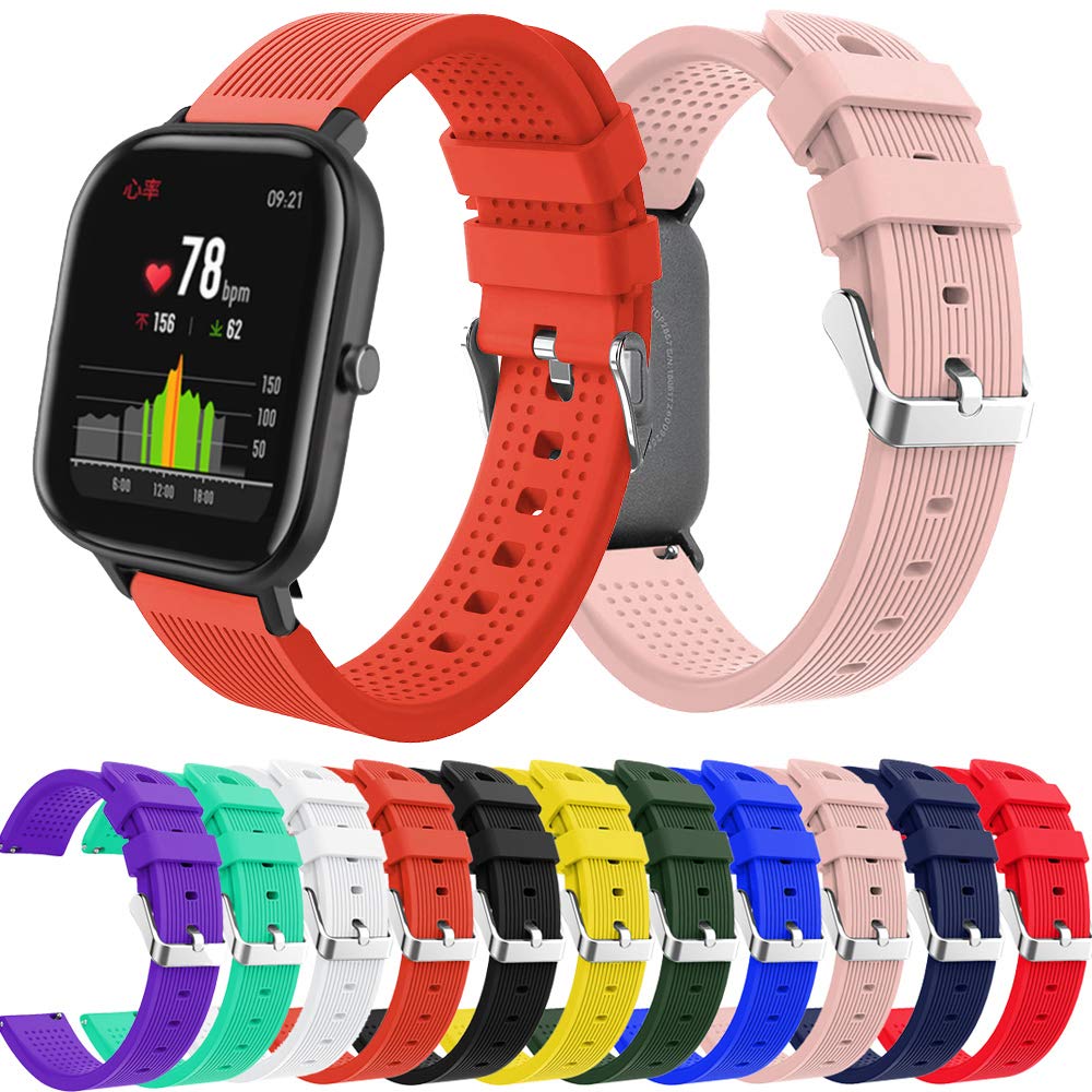 20mm Liberación rápida Silicona Suave Correa Deportiva Replacement Bands Compatible con AMAZFIT GTS/Bip Younth