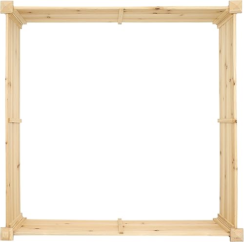 Miniatura 6 de Sunnydaze Cama de jardín elevada de madera cuadrada de 48 pulgadas, maceta elevada para exteriores, para jardinería de flores, verduras y hierbas