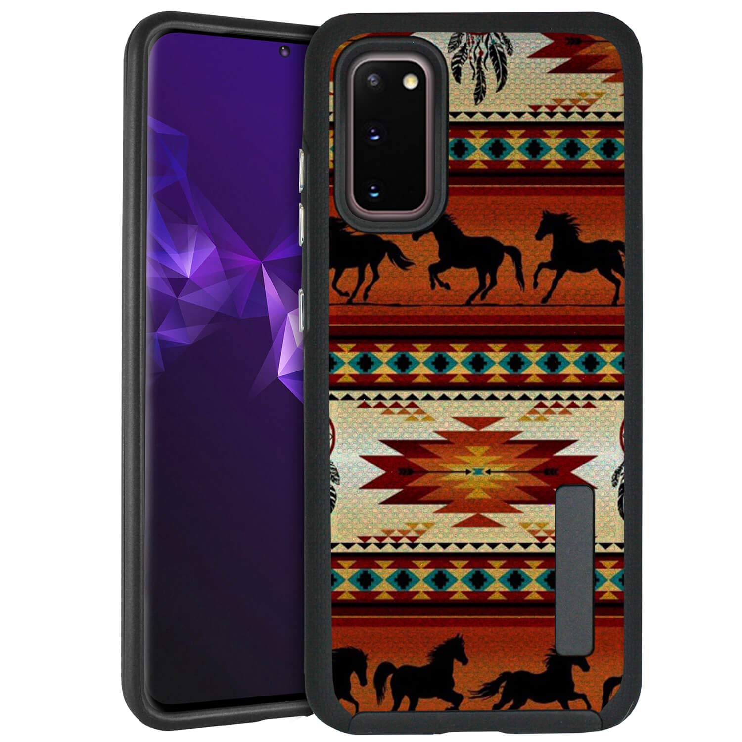 CasesOnDeck Fitted Case Compatible with Samsung Galaxy S20 / S20 5G (6.2") [Grip Tactical] Black Dual Layer Case with Design and Rubberized (Western