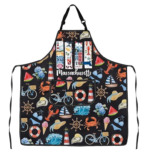 WSNANG Massachusetts Kitchen Apron Boston Themed Travel Adjustable Neck Strap