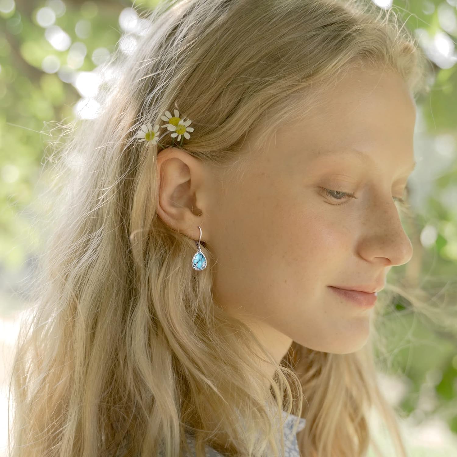 Dangle Earrings Sterling Silver Moonstone/Turquoise/CZ/Crystal Earrings for Women Tree of Life Animal Filigree Leverback Earrings Jewelry Gifts - Image 7
