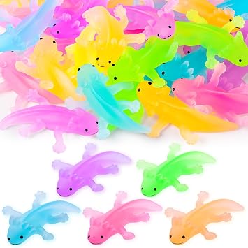 15PCS Axolotl Animals Toys Bulk Cute Squeeze Axolotl Fidget Stress Relief, Salamander Animal Sensory Toys for Child Relax Meeting Favors Birthday Decorations 5 Color