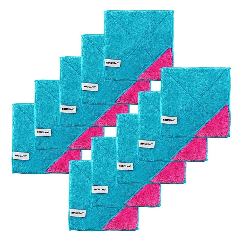 Kochblume 1-5-10er Set / Microfasertuch Putztuch 18 x 18 cm (10er Set, türkis-pink)