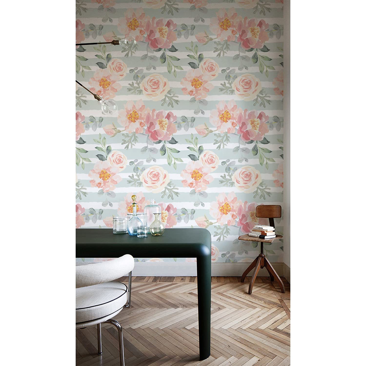 Papier peint en tissu de qualité supérieure 208x146cm fleurs de bandes