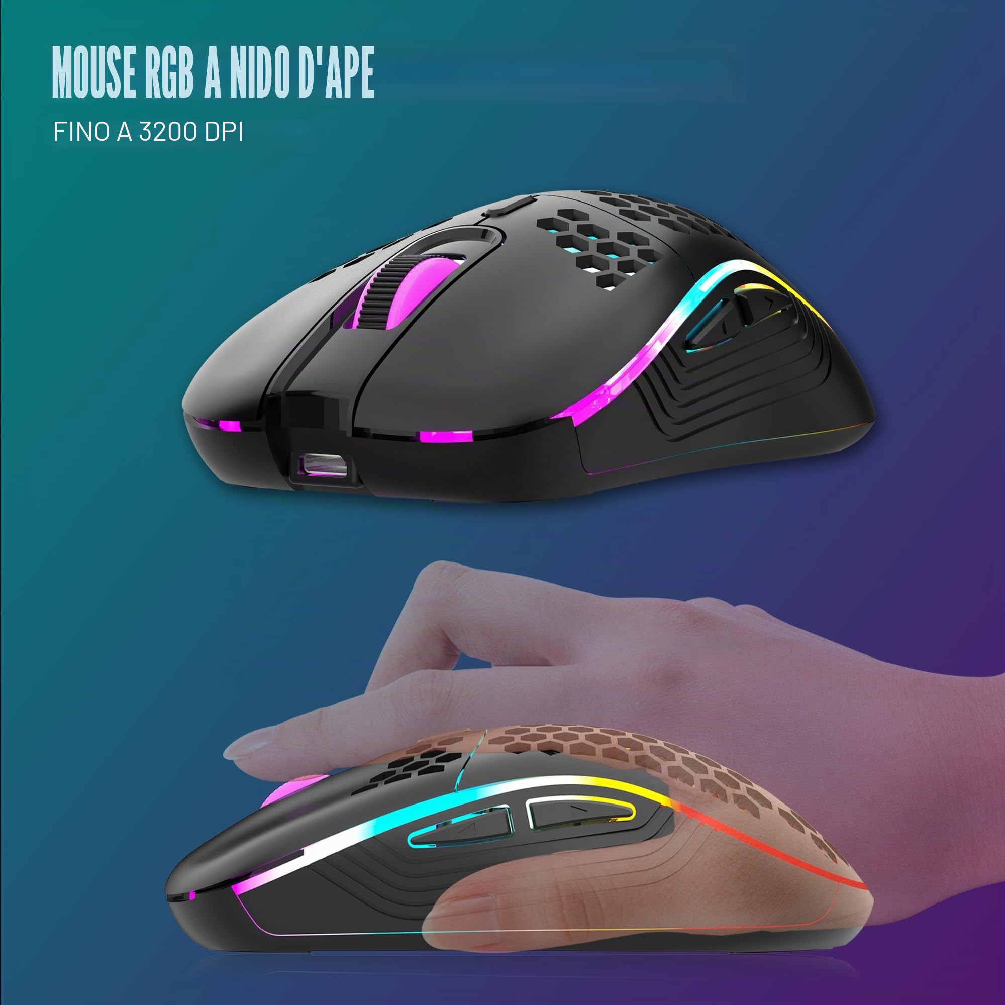 RedThunder K84 Combo Tastiera e Mouse USB Wireless Gamer, AZERTY Francese, Batteria Ricaricabile RGB Retroilluminata, Tastiera TKL al 75% e Mouse Ottico Leggero a Nido d'ape 3200 DPI (nero)