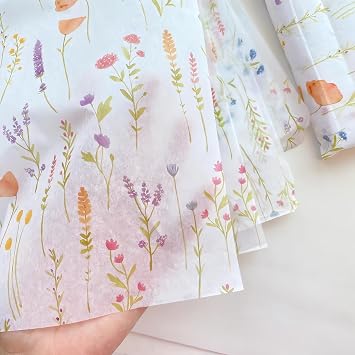 DNUZEWR 50 Sheets Flower Gift Wrapping Tissue Paper 20x14 Inches Floral Tissue Paper for Gift Bag, Art Craft, Wedding, Birthday, Baby Shower Decorative