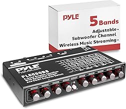 Pyle 5-Band Car Audio Equalizer – Graphic EQ with Bluetooth Wireless Streaming, Subwoofer Volume Control, Low Pass Filter, RCA Inputs/Outputs, Fader Function & AUX Input