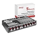 Pyle 5-Band Car Audio Equalizer – Graphic EQ with Bluetooth Wireless Streaming, Subwoofer Volume Control, Low Pass Filter, RCA Inputs/Outputs, Fader Function & AUX Input