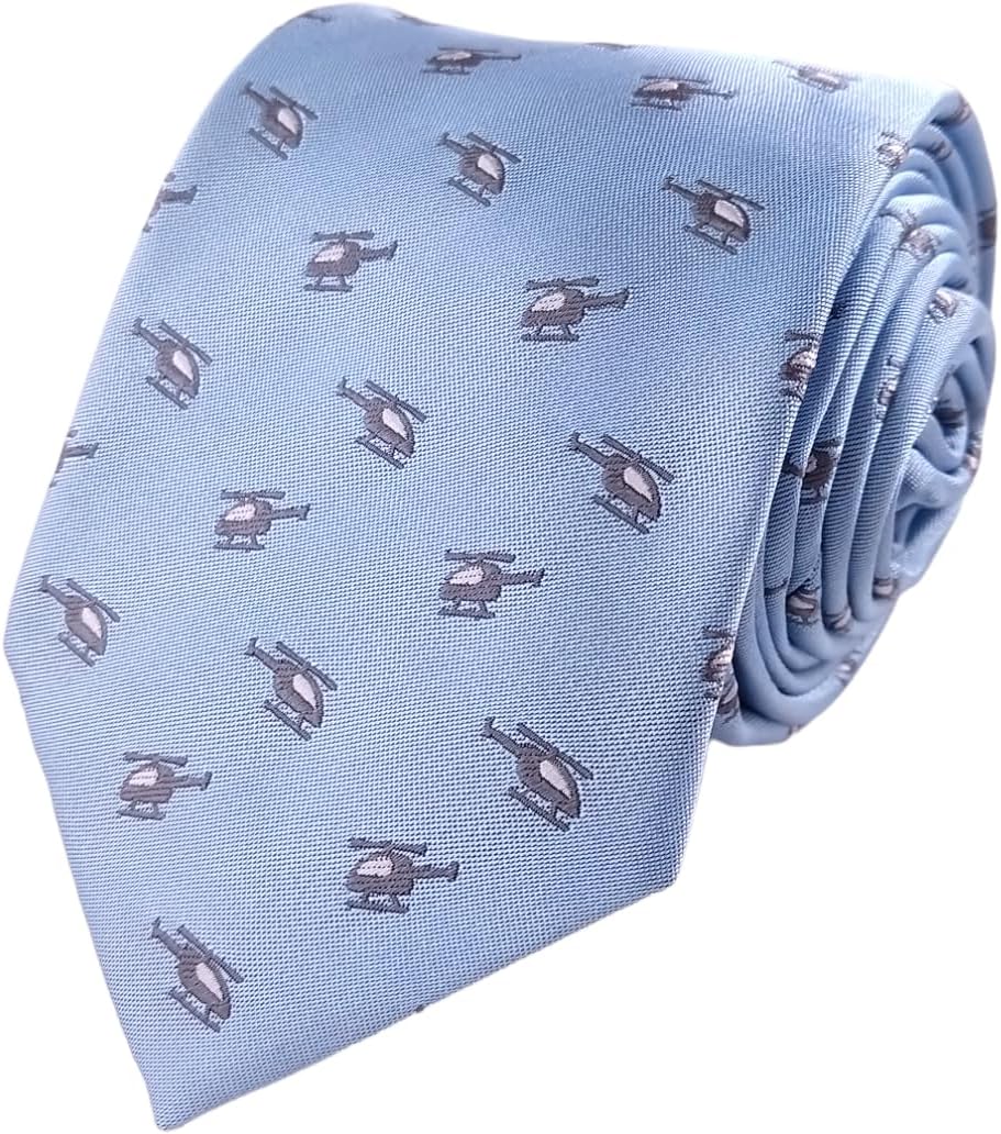 Helicopter Necktie - Men's Tie With Helicopters Design - Gift for Aviation Enthusiasts
