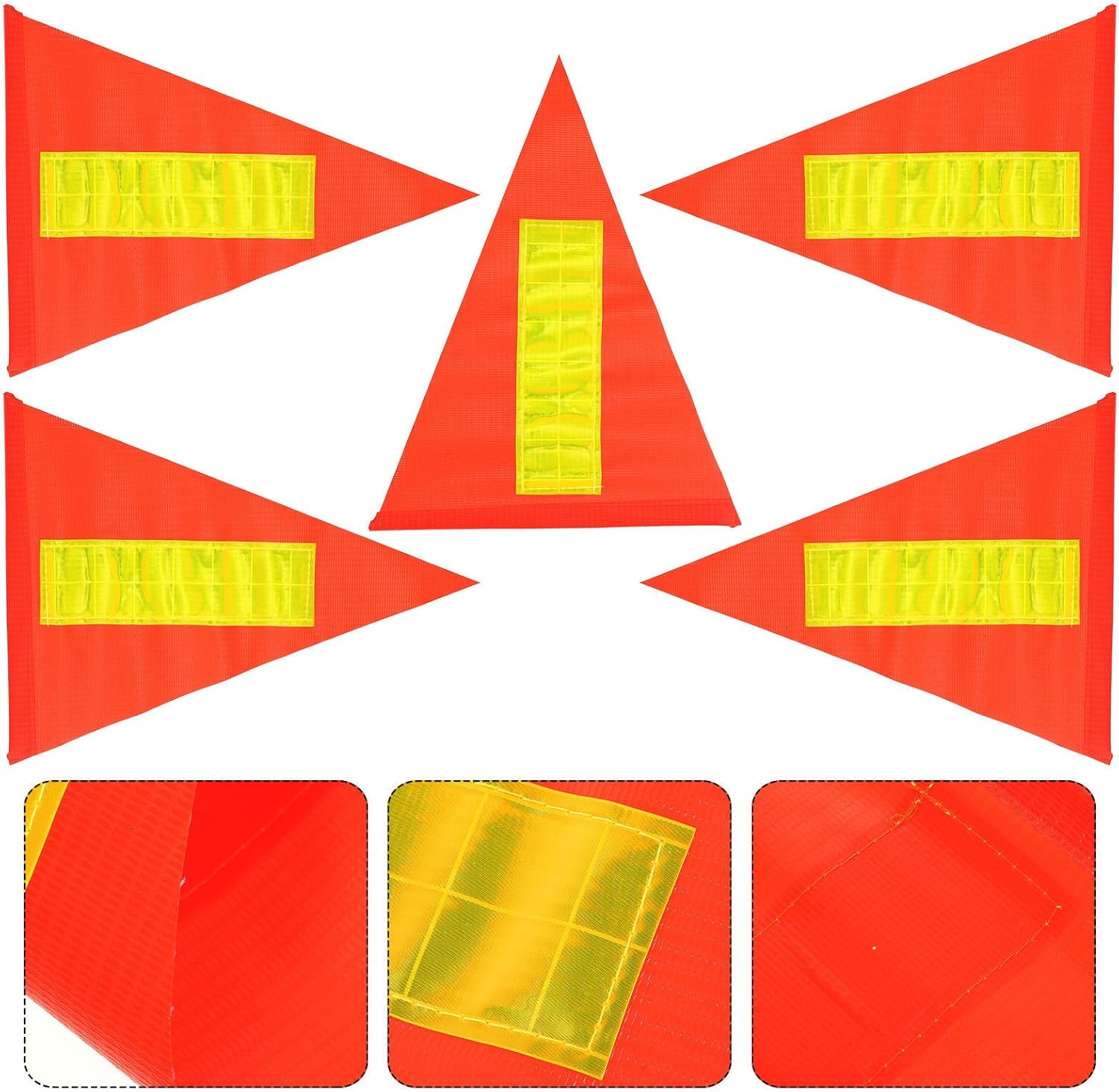 5pcs Red Pvc Bicycle Safety Flag and Elderly Reflective Triangular Warning Flag Cycling Accessory to Safety Easy to Remove