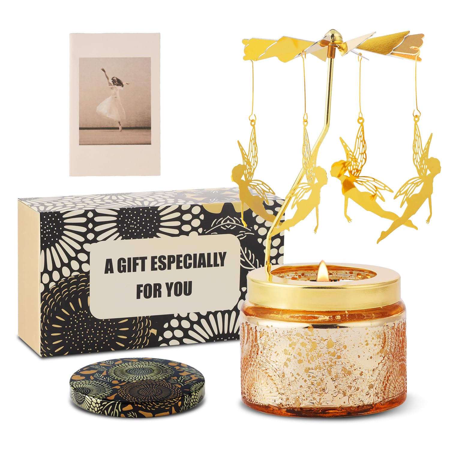 SIHUIVOV Mothers Day Gifts for Women Grandma, Magic Fairy Rotatable Candle Set for Friends Girls Wife, Scented Candles Gift for Birthday, Valentines, Thanksgiving, Christmas, Anniversaries New Home