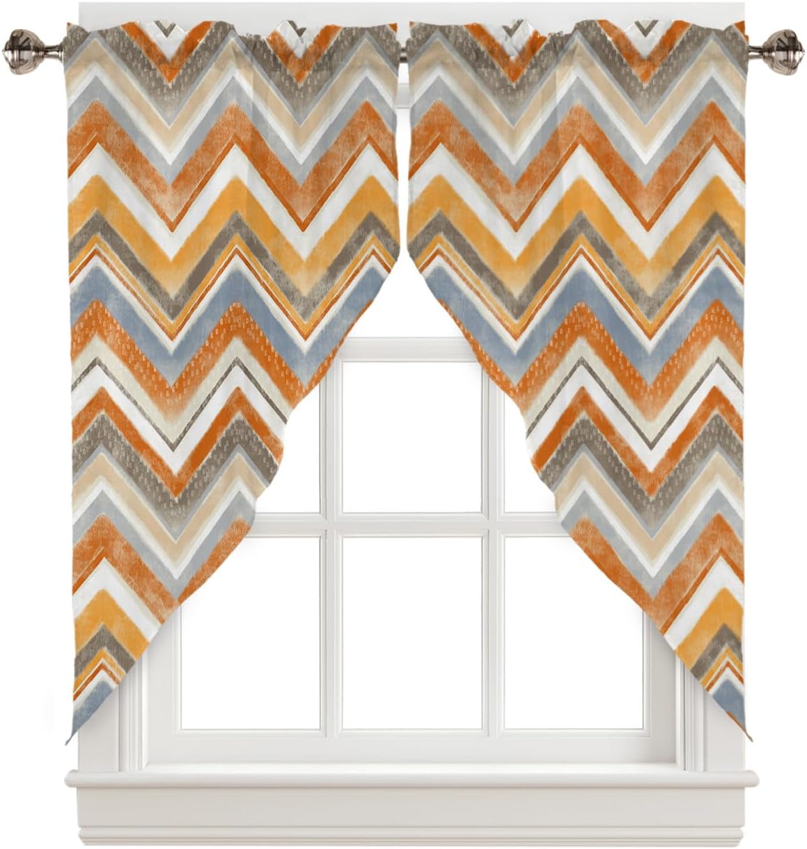 Striped Swag Valance Curtains Northern Europe Orange