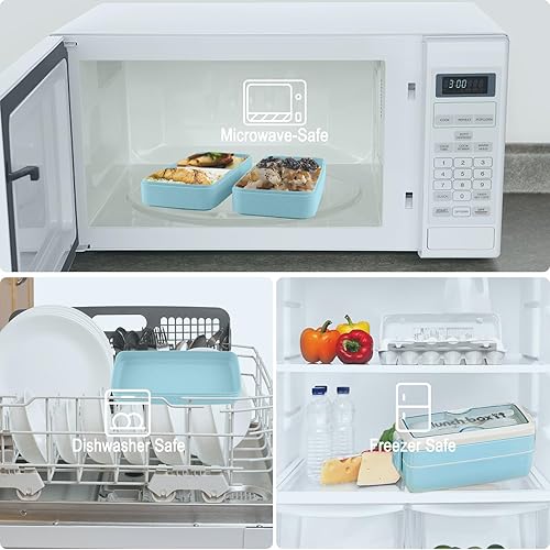 Miniatura 6 de Iteryn Bento Box - Lonchera apilable de 3 capas con compartimentos, a prueba de fugas, ecológicas, para preparación de comidas