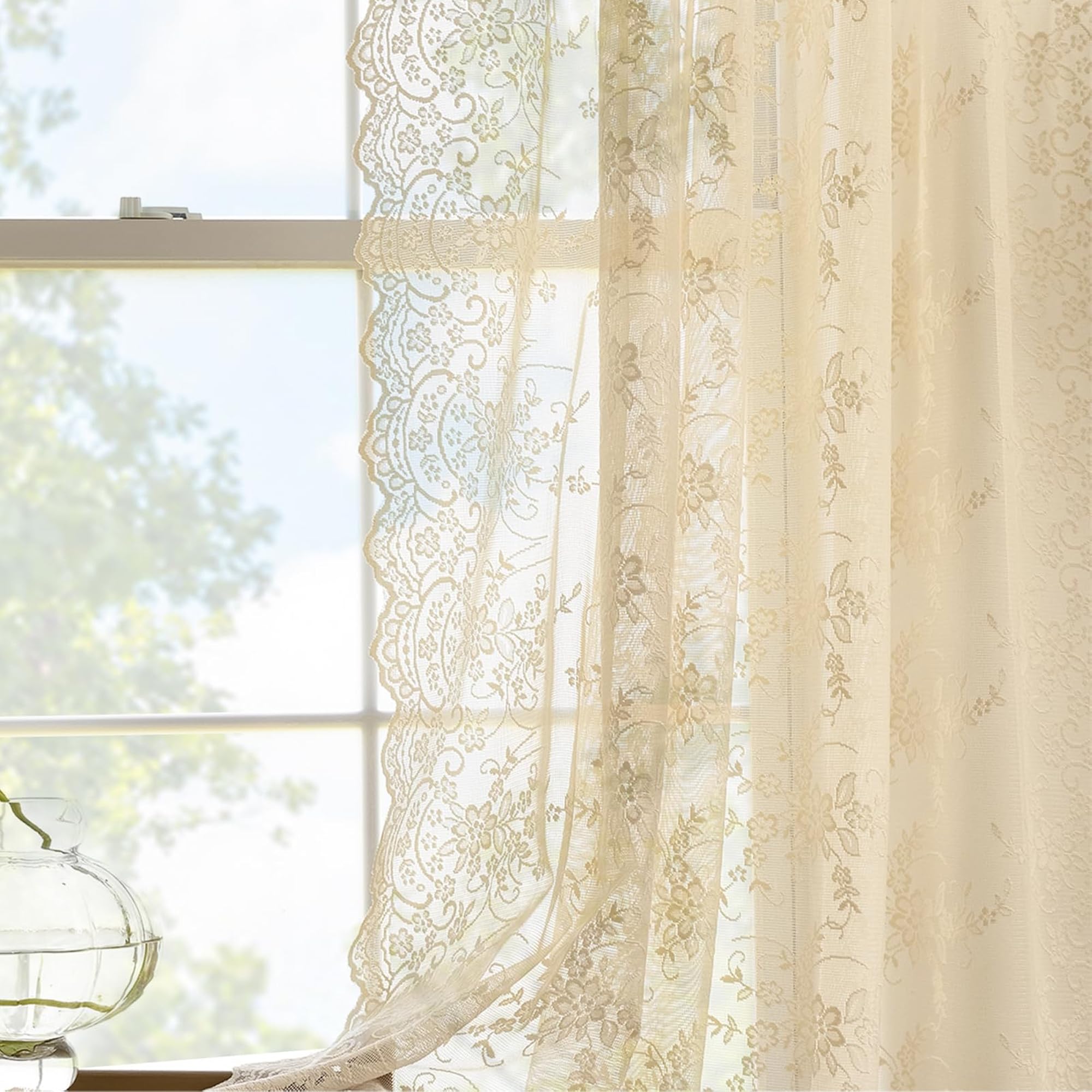 Polyester Short Curtains for Kitchen, Privacy Cabinet Light-filtering