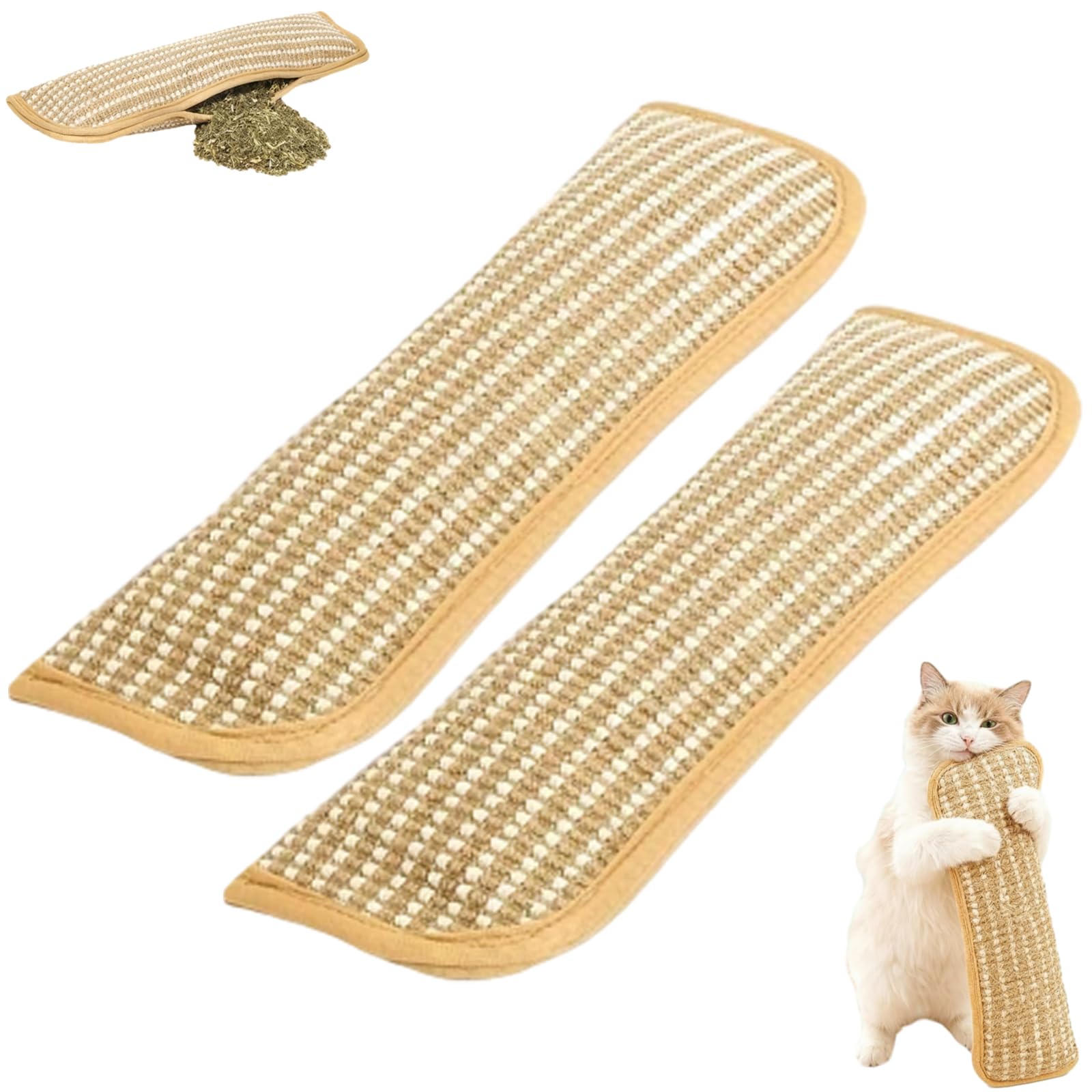 Catnip Toys for Indoor Cats, 13-Inch Catnip Kicker Pillow with Sisal Chew Rope, Interactive Catnip Toy for Kitten Teething, Indoor Cat Stress & Anxiety Relief Toy Pack (2)