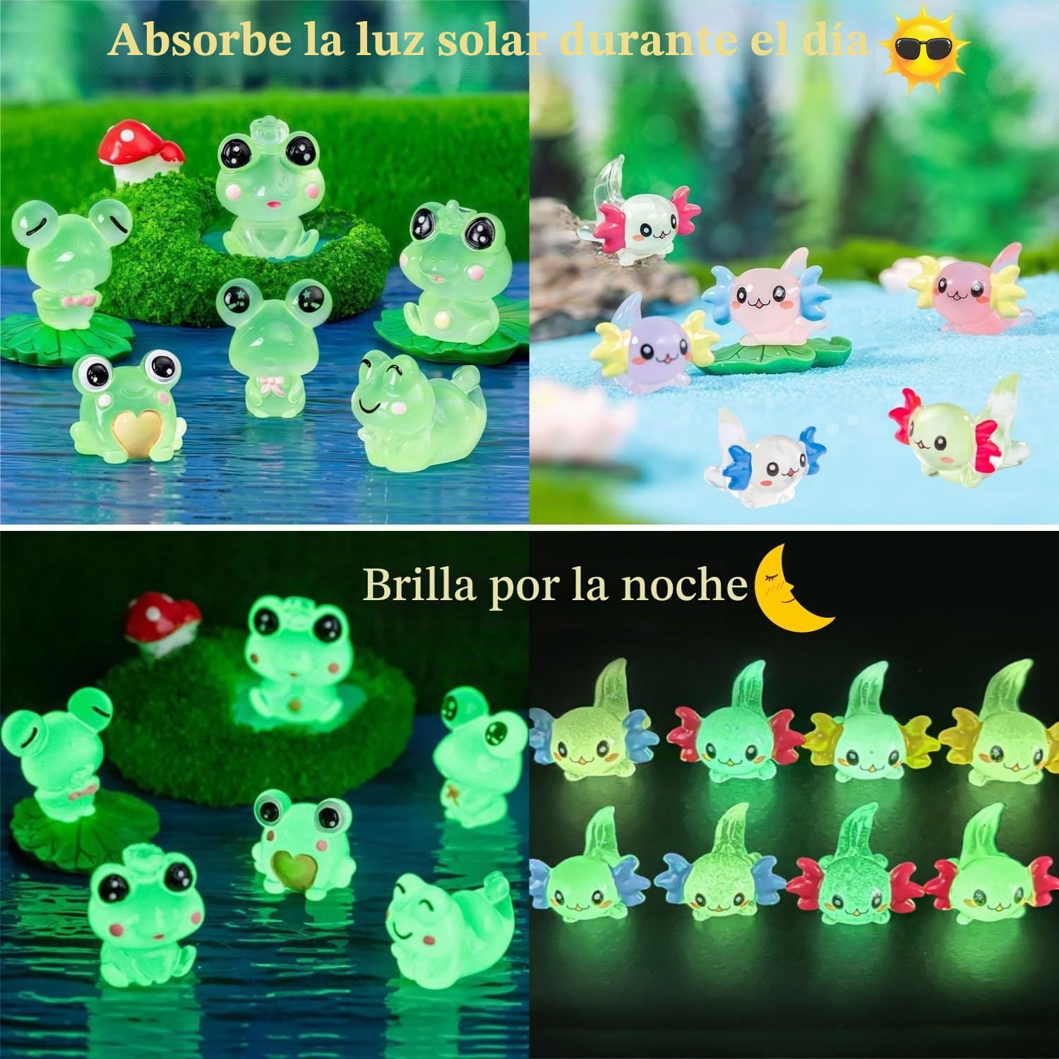 60 mini animales luminosos de resina, 7 estilos pequeños en miniatura que brillan en la oscuridad, patos conejos, perros pequeños para acuario, jardín de hadas, micropaisaje, casa de muñecas