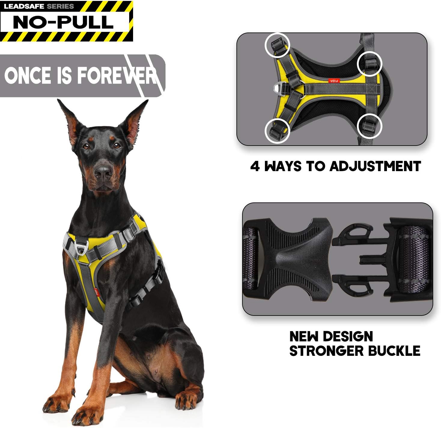 Fida Anti Pull Dog Harness with Saddlebag, Heavy Duty Dog harness for Travel Camping Hiking (yellow, X-large) - Image 3