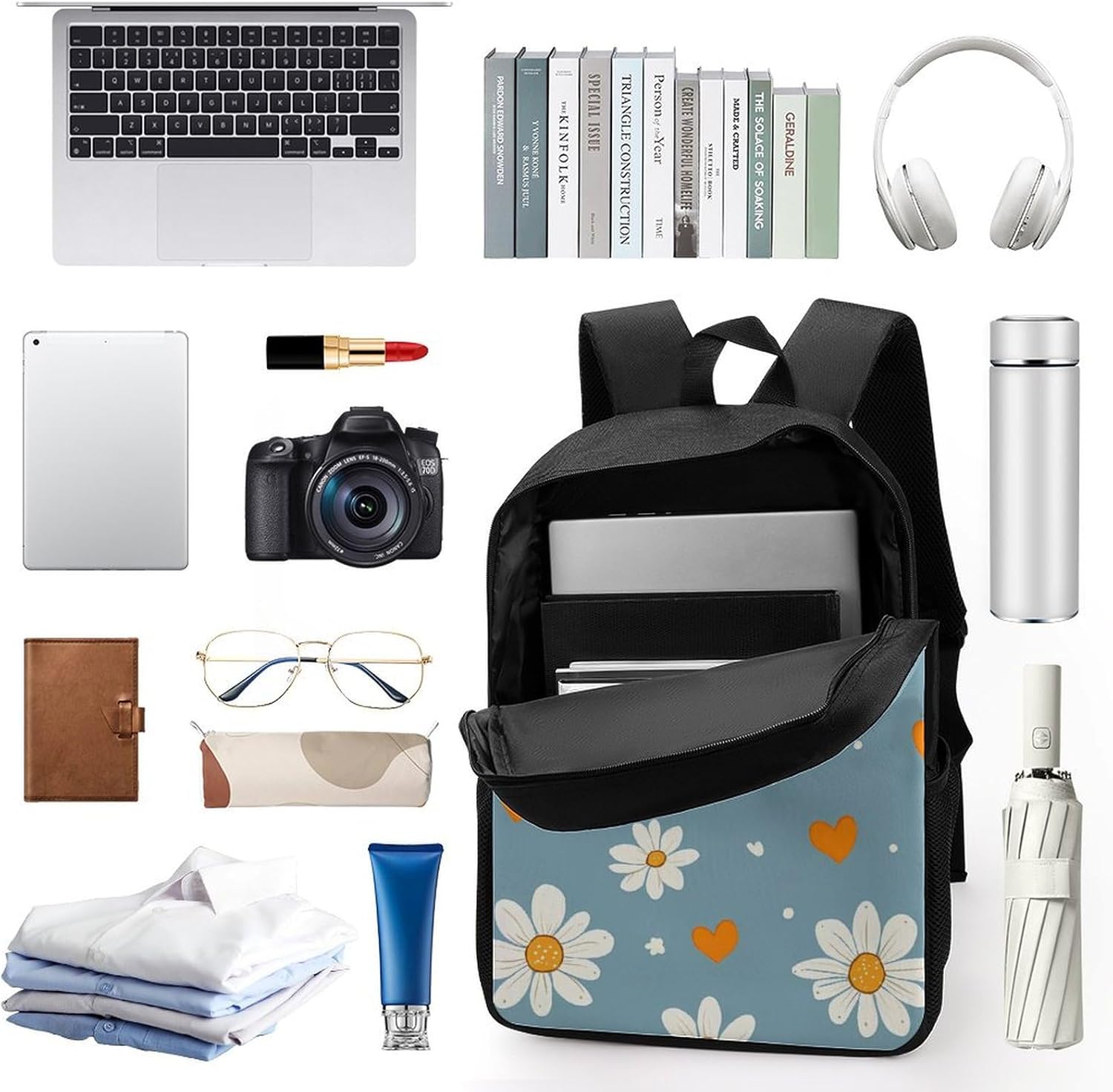Daisy Flower Laptop Backpack for Men Women 17 Inch Shoulder Bag Travel Daypack