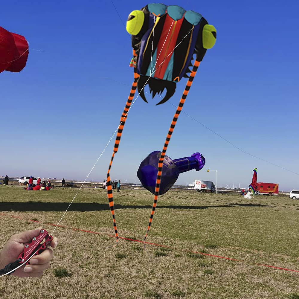 U/B Trilobite Kite Soft Colorful Kite Nylon Show Kite Lifter 2sqm with 2 Long Attractive Tentacles for Outdoor Beach Games - Image 2