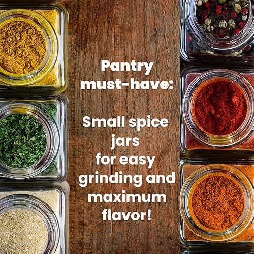 Miniatura 6 de Tarro de especias de vidrio cuadrado transparente pequeño y tapa ajustable para molinillo Paquete económico de 6