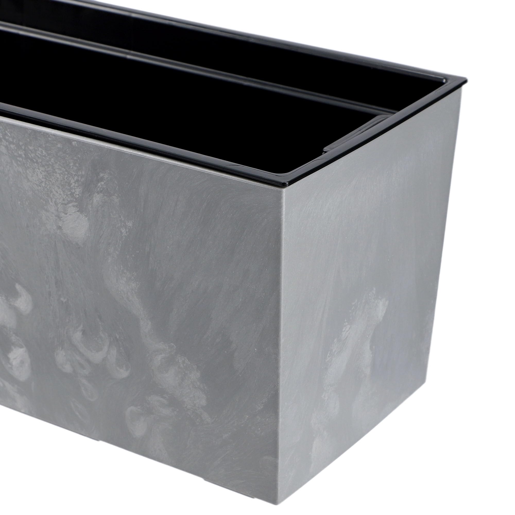 KADAX Blumenkasten 18,5x56 cm, Betonmuster, Grau, mit Einsatz – wetterfester rechteckiger Pflanzkasten für Balkon und Outdoor