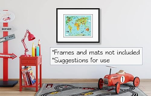 Miniatura 5 de Animal World Map Wall Art -Kids Children Educational Wall Decor - 11x14 - Unframed