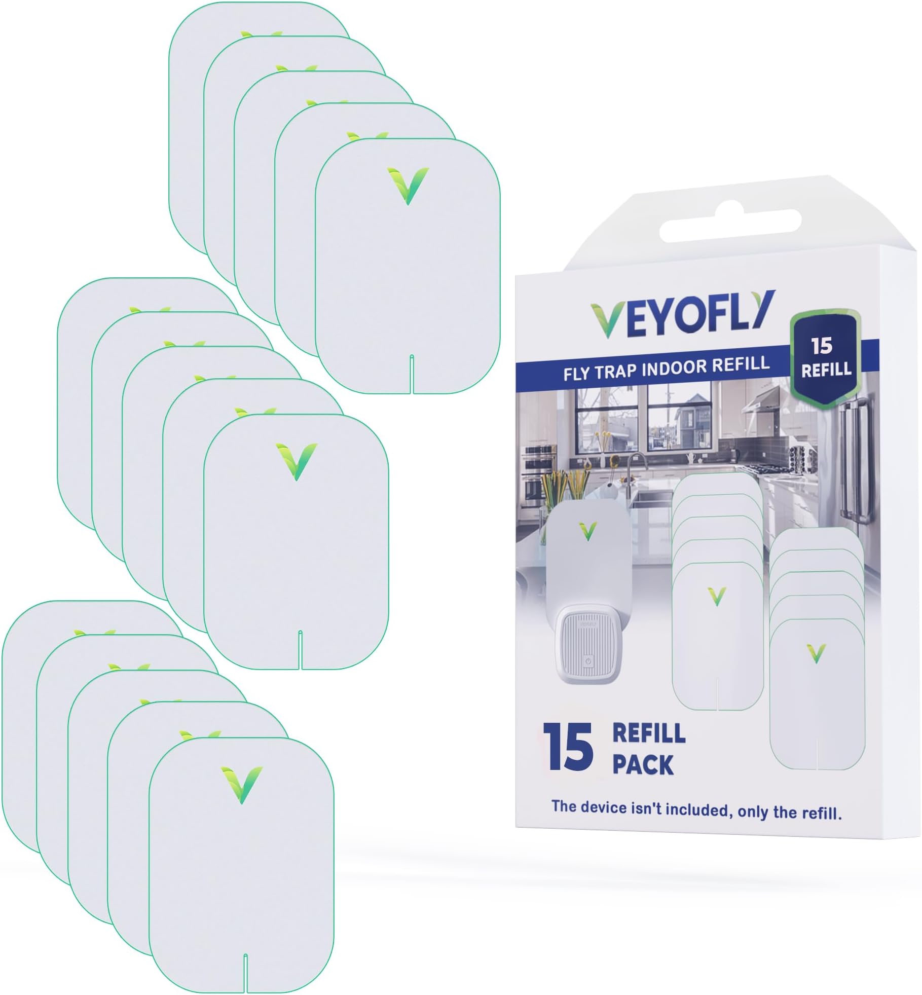 Fly Trap Indoor Refill, Fruit Fly Traps for Indoors, Gnat Traps For House Indoor, Flys Catcher Indoors, Flys Traps, Plug in Catch for Fruit Flies, Moths, Gnats Traps (Pack of 15 Refills)