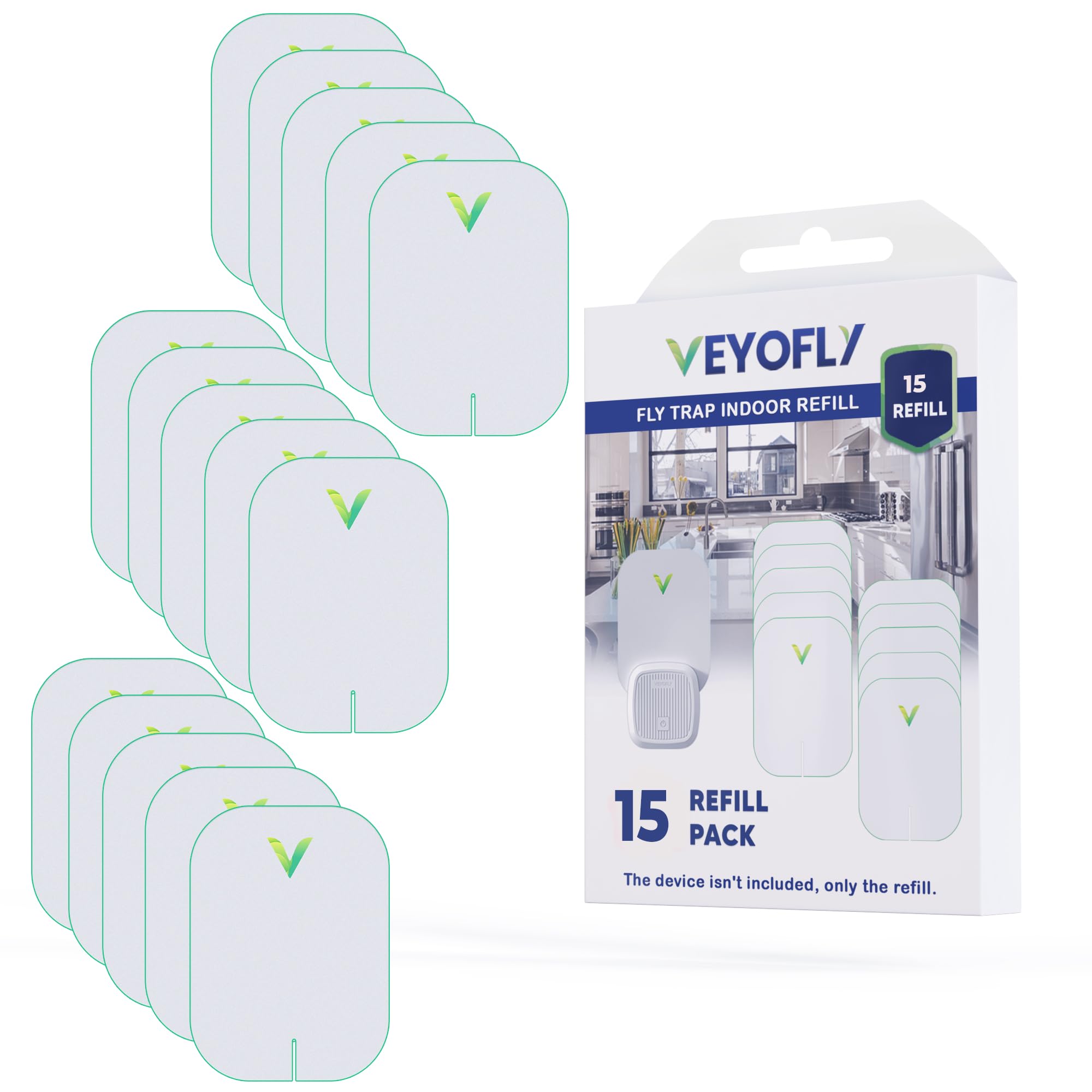 VEYOFLY Fly Trap Indoor Refill, Fruit Fly Traps for Indoors, Gnat Traps For House Indoor, Flys Catcher Indoors, Flys Traps, Plug in Catch for Fruit Flies, Moths, Gnats Traps (Pack of 15 Refills)